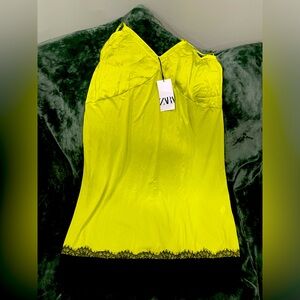 Zara silk neon green dresses